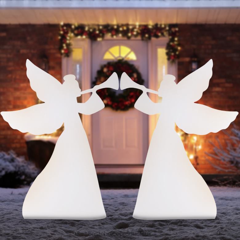 Seasonal Best Choice ProductsSet of 2 Christmas Angel Yard Decorations w/ Weather-Resistant PVC N62R31 White