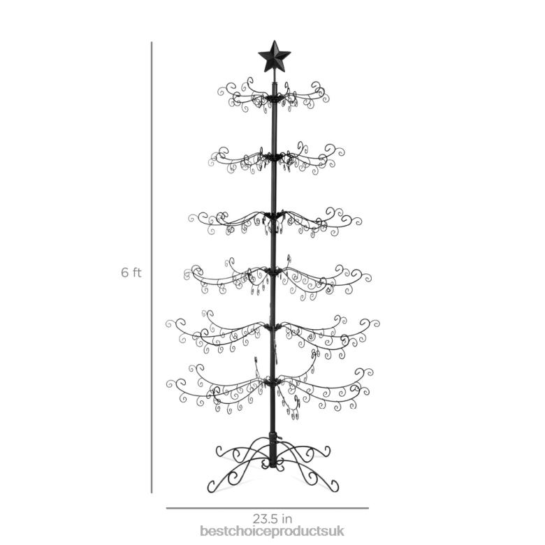 Seasonal Best Choice ProductsWrought Iron Christmas Tree Ornament Display w/ Easy Assembly N62R139 Black