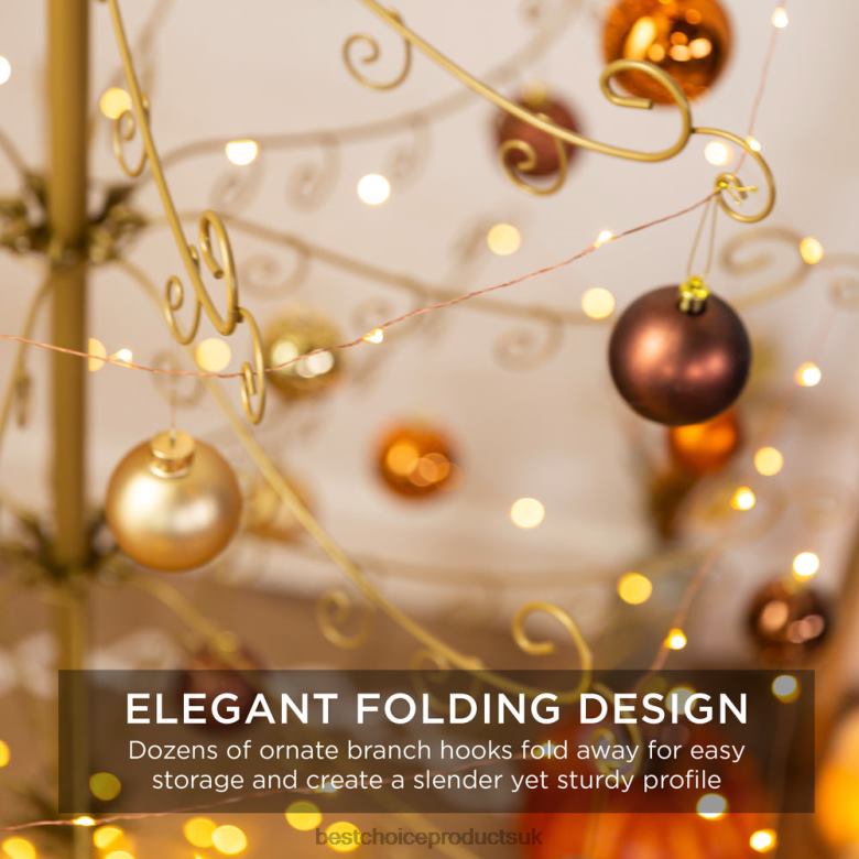 Seasonal Best Choice ProductsWrought Iron Christmas Tree Ornament Display w/ Easy Assembly N62R140 Gold