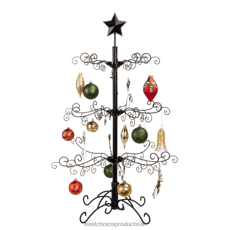 Seasonal Best Choice ProductsWrought Iron Christmas Tree Ornament Display w/ Easy Assembly N62R142 Black