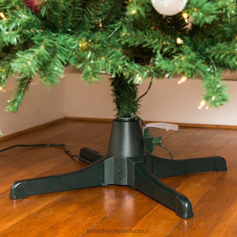 Seasonal Best Choice Products360-Degree Rotating Christmas Tree Stand w/ 3 Settings, 3 Outlets N62R138 Black