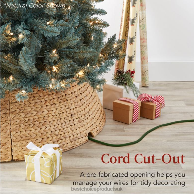 Seasonal Best Choice ProductsWoven Hyacinth Christmas Holiday Tree Collar N62R76 Tobacco