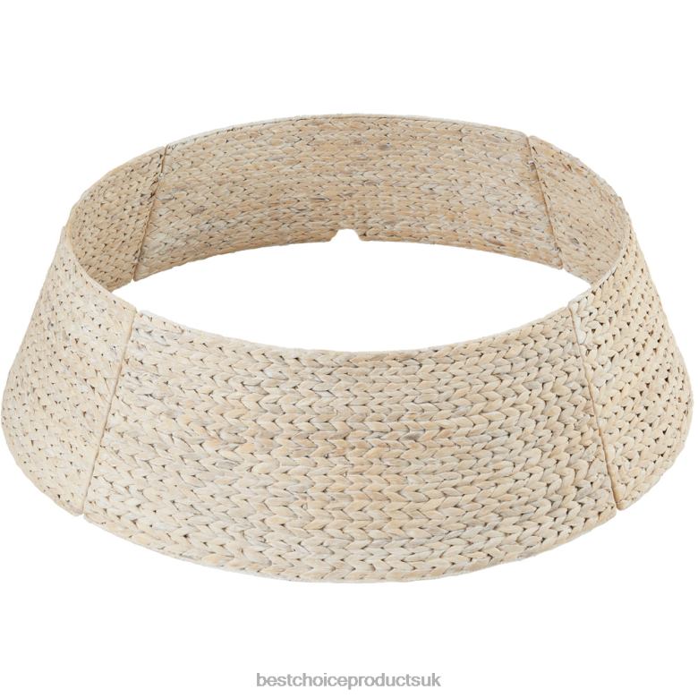 Seasonal Best Choice ProductsWoven Hyacinth Christmas Holiday Tree Collar N62R77 Washed White