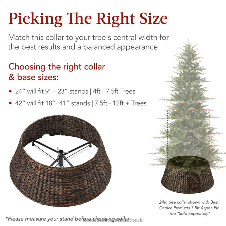 Seasonal Best Choice ProductsWoven Hyacinth Christmas Holiday Tree Collar N62R85 Tobacco