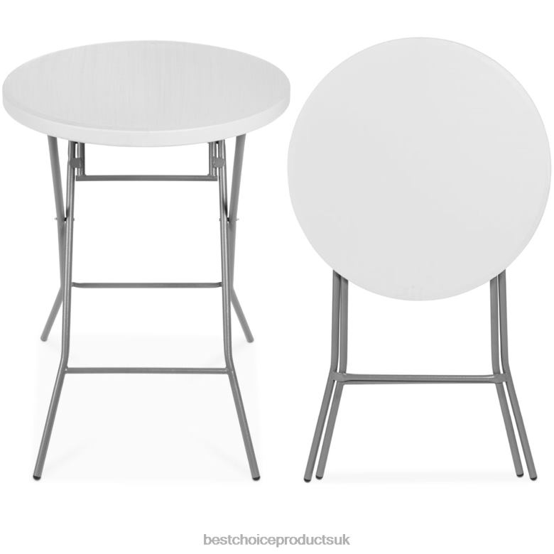 Seasonal Best Choice ProductsBar Height Folding Table Indoor Outdoor Accessory w/ Thick Table Top N62R232 White