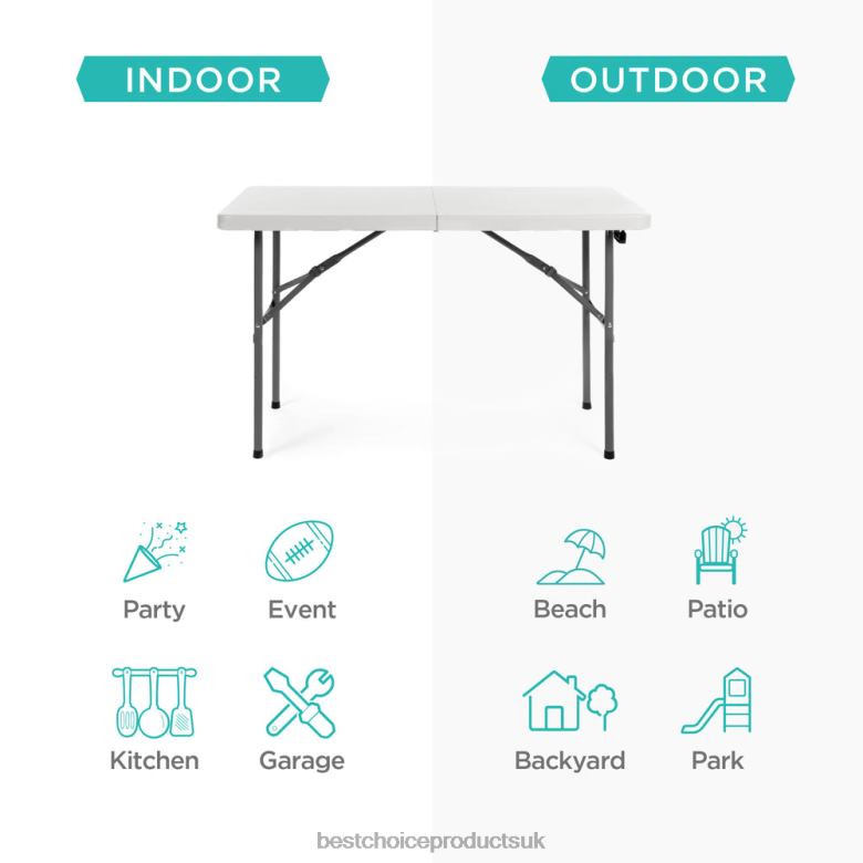 Seasonal Best Choice ProductsPortable Folding Plastic Dining Table w/ Handle, Lock N62R226 White
