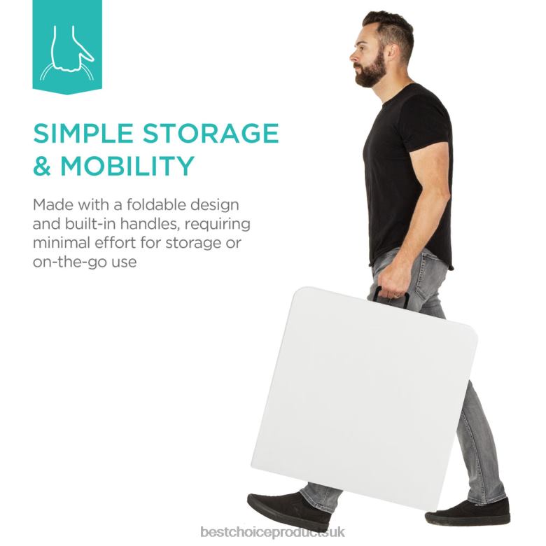 Seasonal Best Choice ProductsPortable Folding Plastic Dining Table w/ Handle, Lock N62R226 White