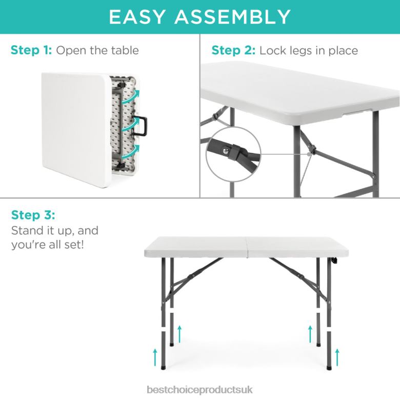 Seasonal Best Choice ProductsPortable Folding Plastic Dining Table w/ Handle, Lock N62R226 White