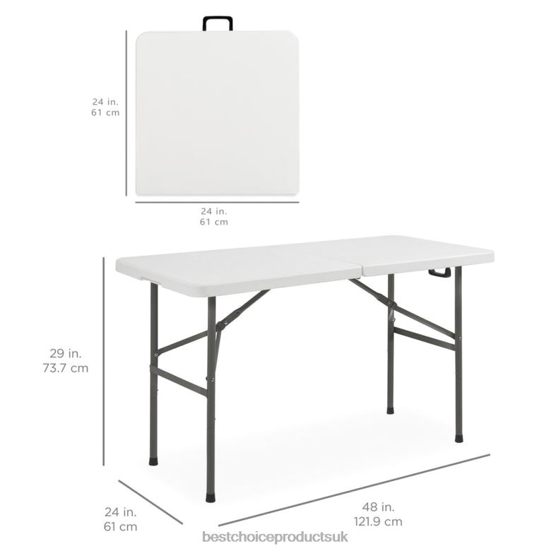 Seasonal Best Choice ProductsPortable Folding Plastic Dining Table w/ Handle, Lock N62R226 White