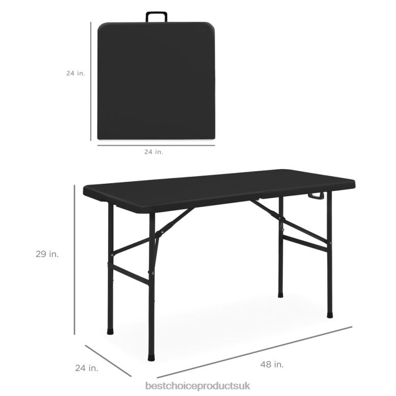 Seasonal Best Choice ProductsPortable Folding Plastic Dining Table w/ Handle, Lock N62R227 Black