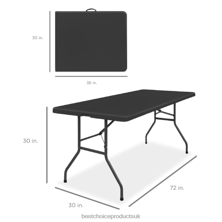 Seasonal Best Choice ProductsPortable Folding Plastic Dining Table w/ Handle, Lock N62R229 Black