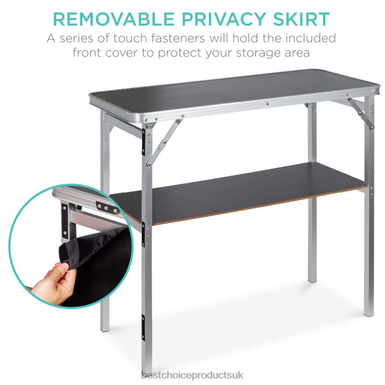 Seasonal Best Choice ProductsPortable Pop-Up Bar Table w/ Carrying Case, Removable Skirt N62R230 Black