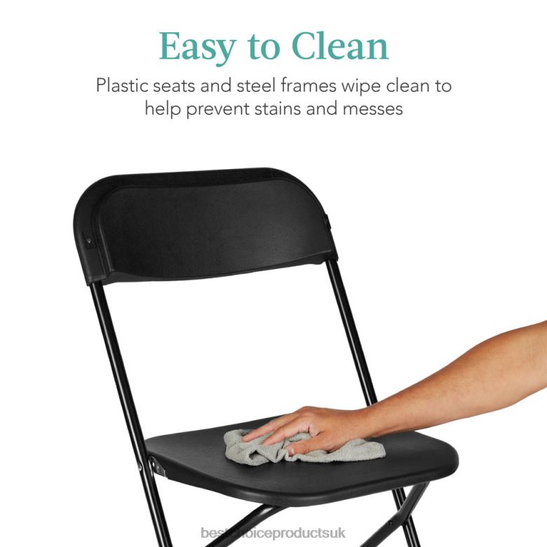 Seasonal Best Choice ProductsSet of 4 Folding Stacking Plastic Chairs w/ Non-Slip Feet N62R260 Black