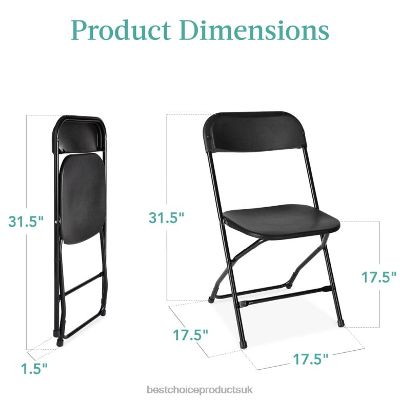 Seasonal Best Choice ProductsSet of 4 Folding Stacking Plastic Chairs w/ Non-Slip Feet N62R260 Black