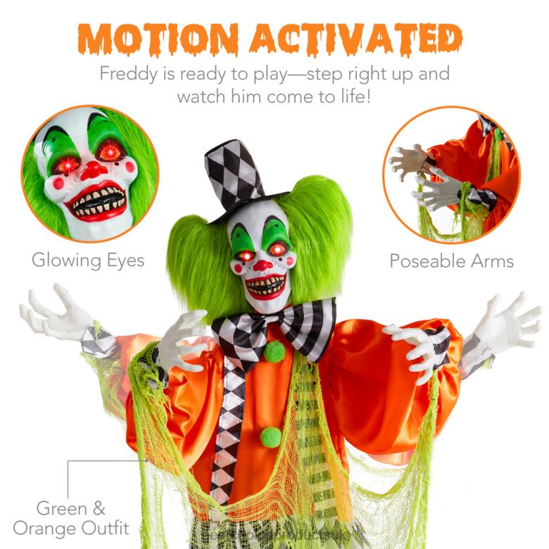 Seasonal Best Choice ProductsFunhouse Freddy The Motion Activated Animatronic Killer Clown Halloween Prop N62R225 Multi