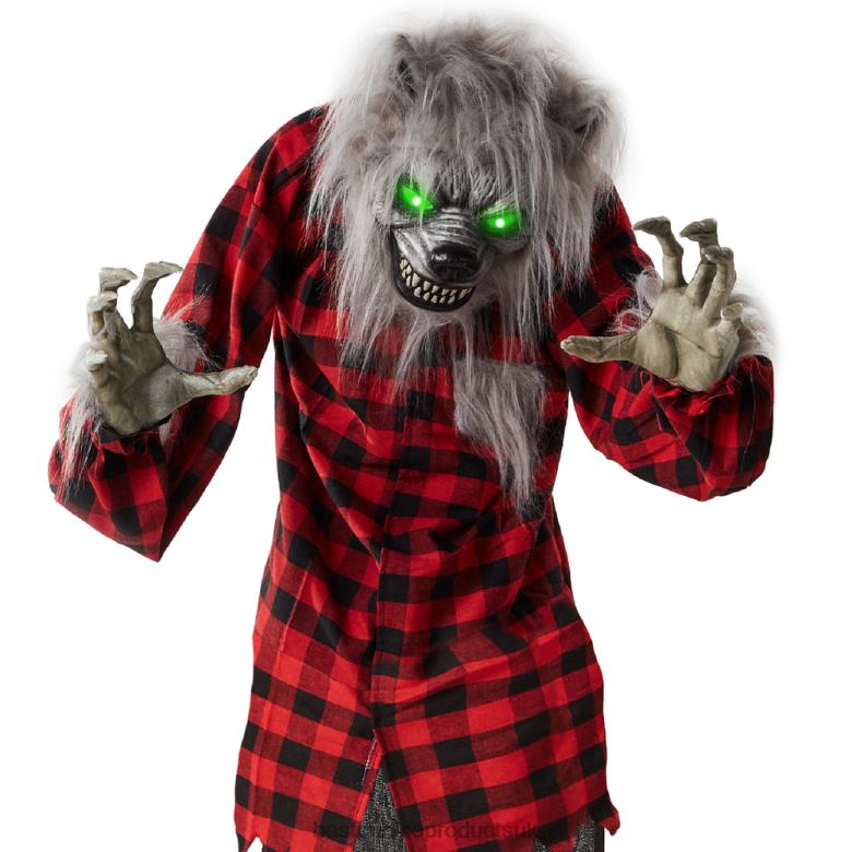 Seasonal Best Choice ProductsHowling Hudson Standing Animatronic Werewolf w/ Sounds, LED Eyes N62R223 Gray/Red