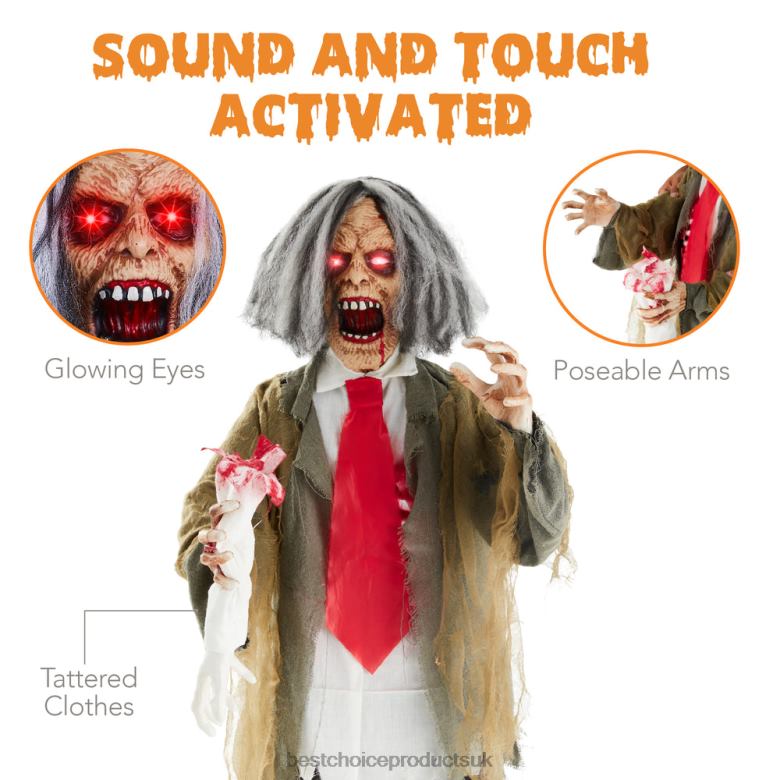 Seasonal Best Choice ProductsRotten Ronnie Standing Animatronic Zombie Halloween Prop N62R224 Multi