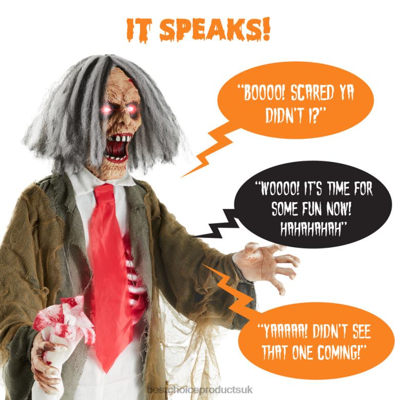 Seasonal Best Choice ProductsRotten Ronnie Standing Animatronic Zombie Halloween Prop N62R224 Multi