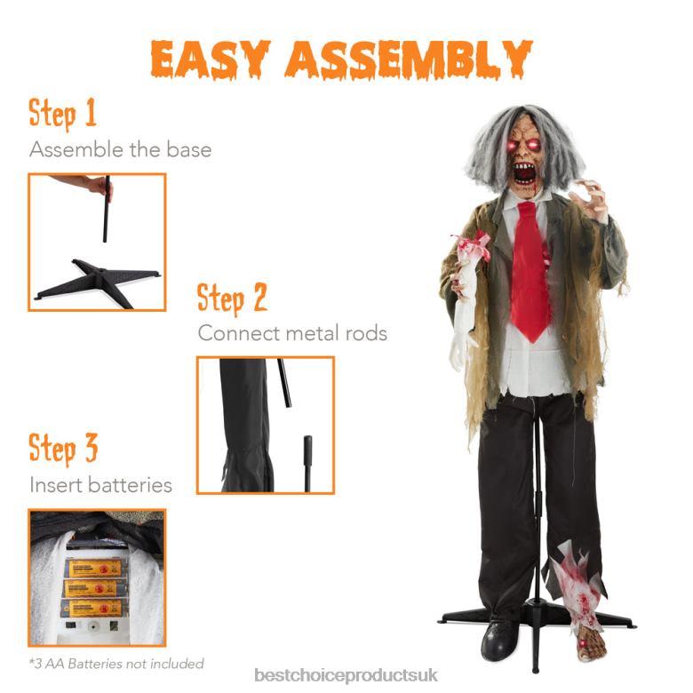 Seasonal Best Choice ProductsRotten Ronnie Standing Animatronic Zombie Halloween Prop N62R224 Multi