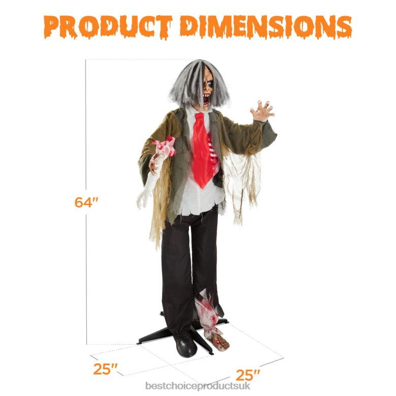 Seasonal Best Choice ProductsRotten Ronnie Standing Animatronic Zombie Halloween Prop N62R224 Multi
