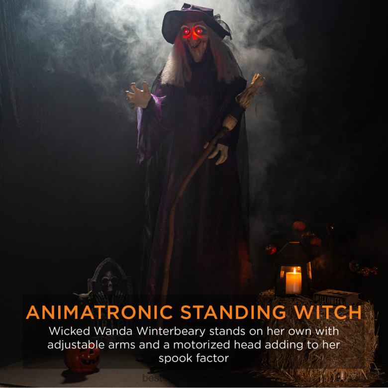 Seasonal Best Choice ProductsWicked Wanda Standing Animatronic Witch with Sounds, LED Eyes N62R222 Purple