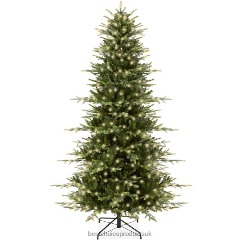 Seasonal Best Choice ProductsPre-Lit Artificial Aspen Noble Fir Christmas Tree N62R48 Metal Stand