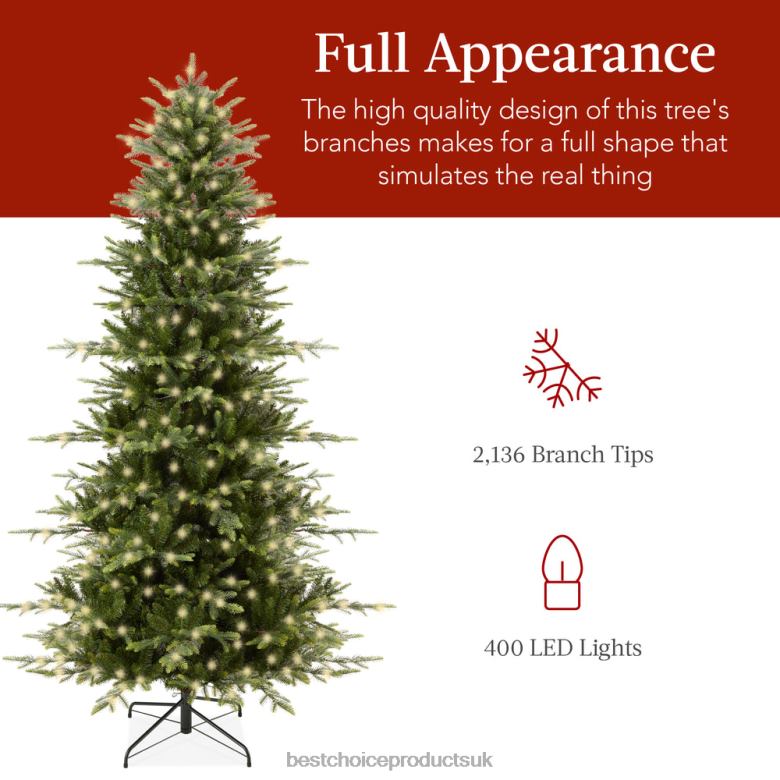 Seasonal Best Choice ProductsPre-Lit Artificial Aspen Noble Fir Christmas Tree N62R49 Metal Stand
