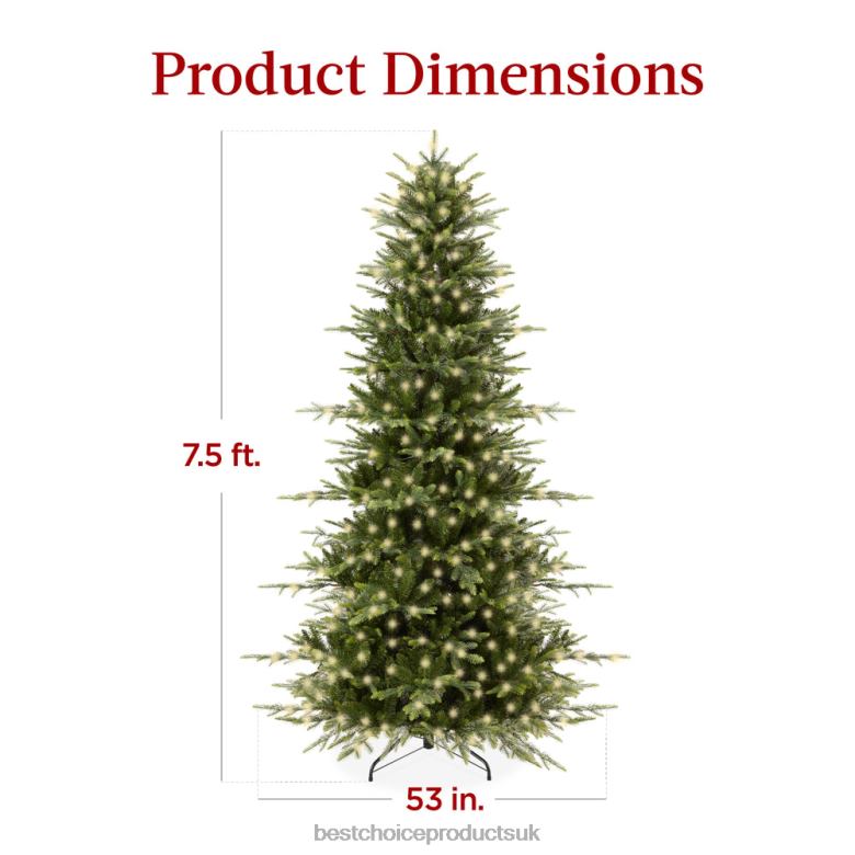 Seasonal Best Choice ProductsPre-Lit Artificial Aspen Noble Fir Christmas Tree N62R49 Metal Stand