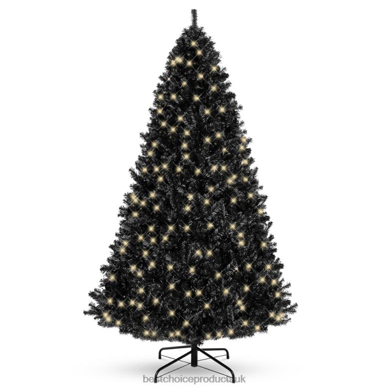 Seasonal Best Choice ProductsPre-Lit Artificial Black Christmas Tree w/ Incandescent Lights N62R111 Metal Stand