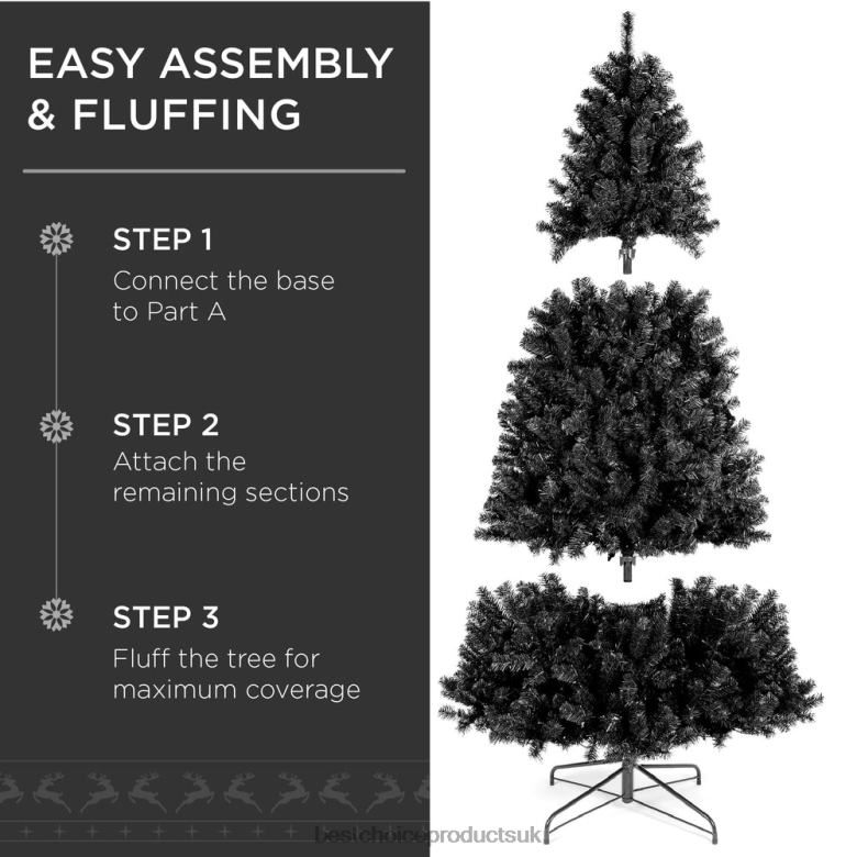 Seasonal Best Choice ProductsPre-Lit Artificial Black Christmas Tree w/ Incandescent Lights N62R111 Metal Stand