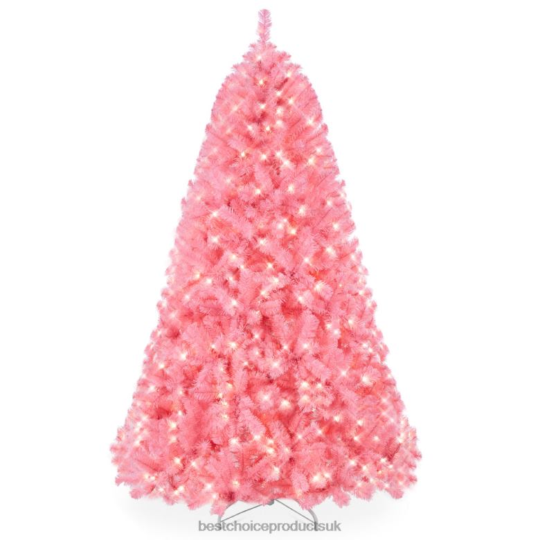 Seasonal Best Choice ProductsPre-Lit Artificial Pink Christmas Tree w/ Incandescent Lights N62R173 Metal Stand