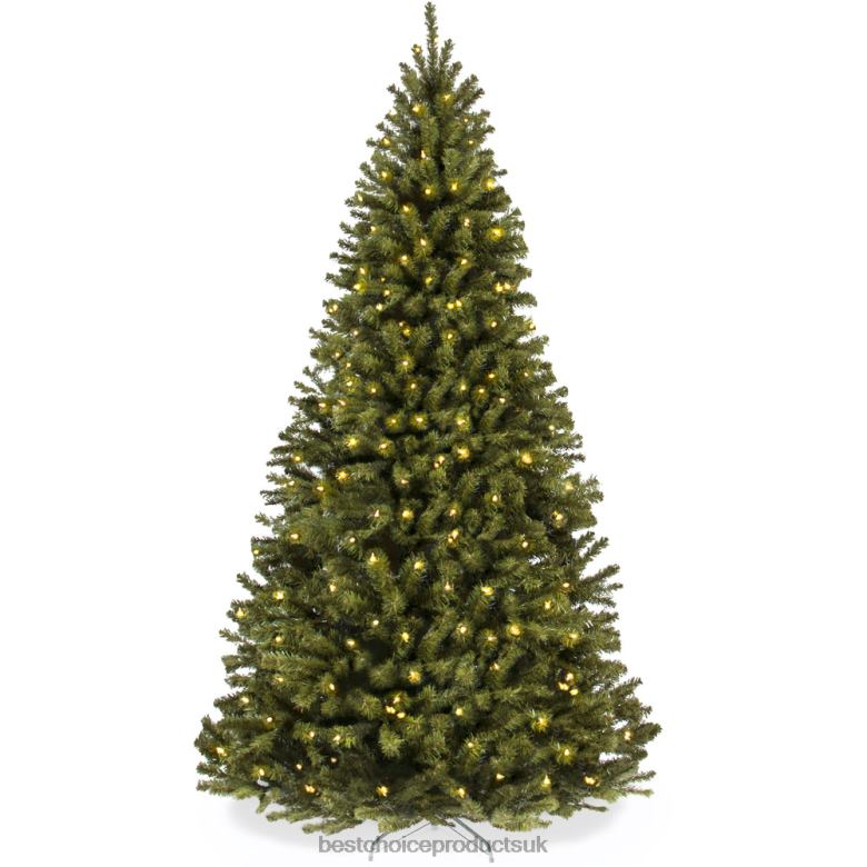 Seasonal Best Choice ProductsPre-Lit Artificial Spruce Christmas Tree w/ Foldable Metal Base N62R23 Beauty