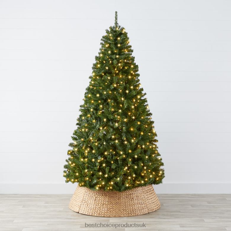 Seasonal Best Choice ProductsPre-Lit Artificial Spruce Christmas Tree w/ Foldable Metal Base N62R23 Beauty