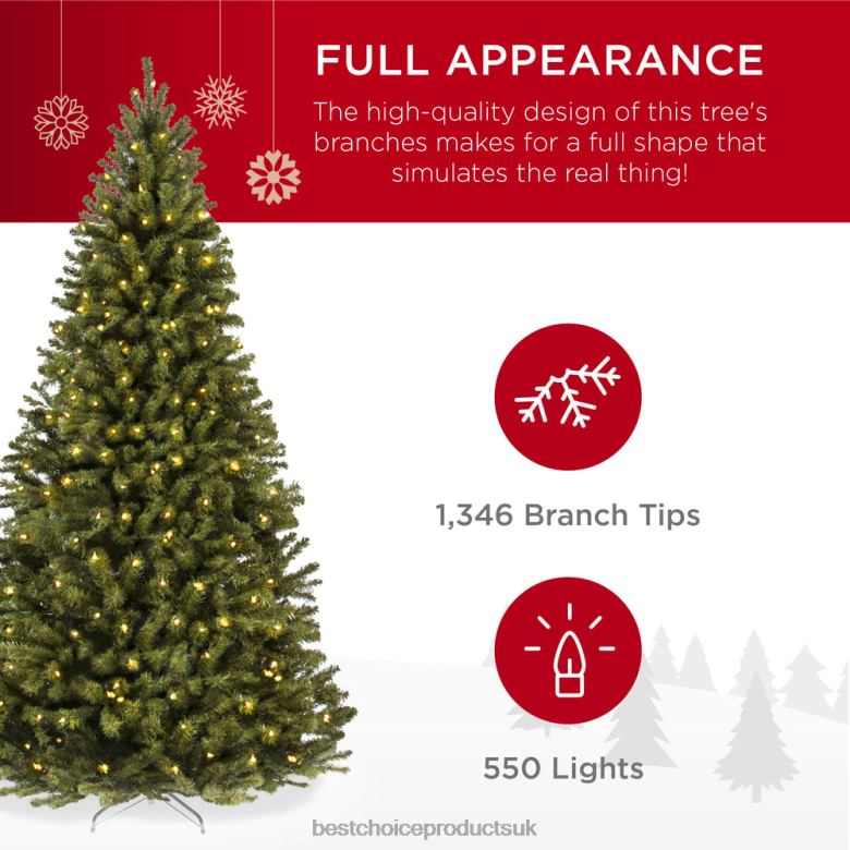 Seasonal Best Choice ProductsPre-Lit Artificial Spruce Christmas Tree w/ Foldable Metal Base N62R23 Beauty