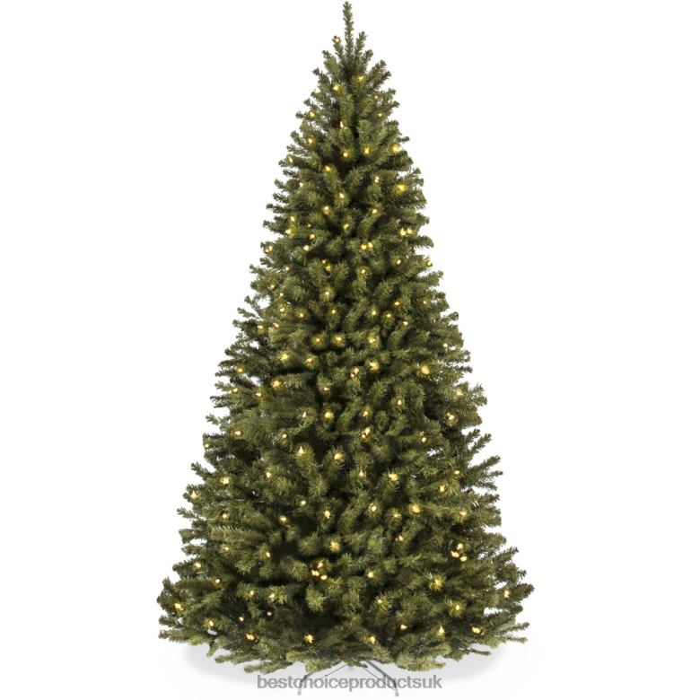 Seasonal Best Choice ProductsPre-Lit Artificial Spruce Christmas Tree w/ Foldable Metal Base N62R25 Beauty