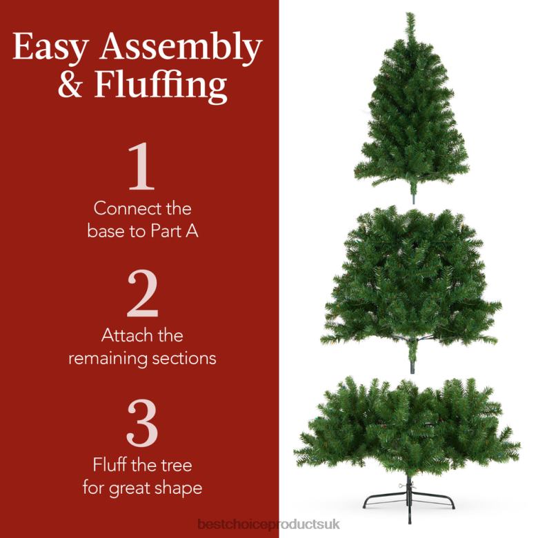 Seasonal Best Choice ProductsPre-Lit Artificial Spruce Christmas Tree w/ Multicolored LED Lights N62R10 Beauty