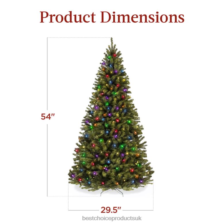 Seasonal Best Choice ProductsPre-Lit Artificial Spruce Christmas Tree w/ Multicolored LED Lights N62R10 Beauty