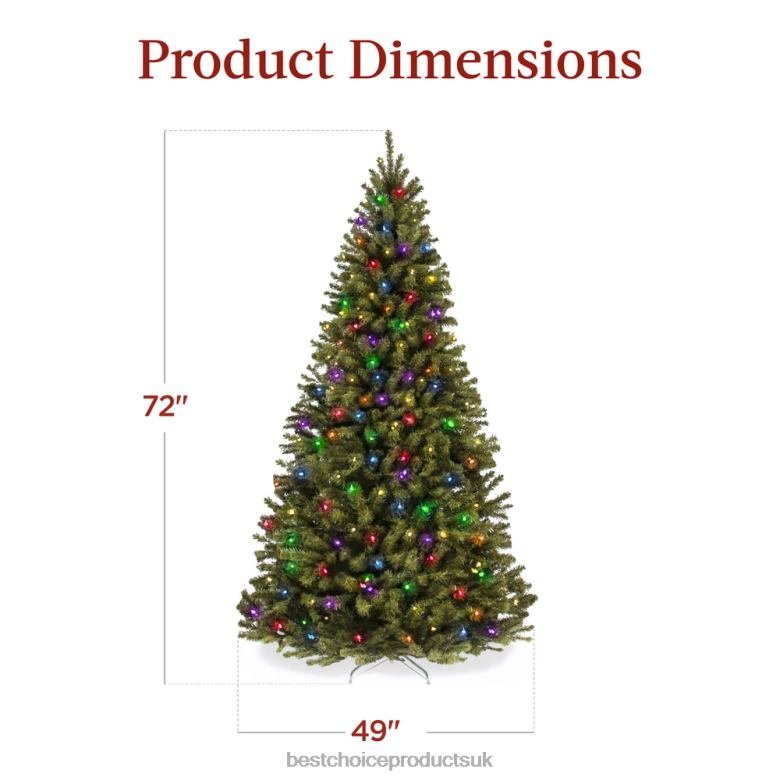 Seasonal Best Choice ProductsPre-Lit Artificial Spruce Christmas Tree w/ Multicolored LED Lights N62R11 Beauty