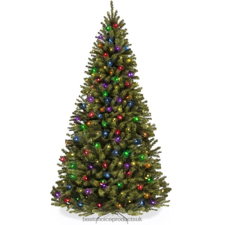 Seasonal Best Choice ProductsPre-Lit Artificial Spruce Christmas Tree w/ Multicolored LED Lights N62R13 Beauty