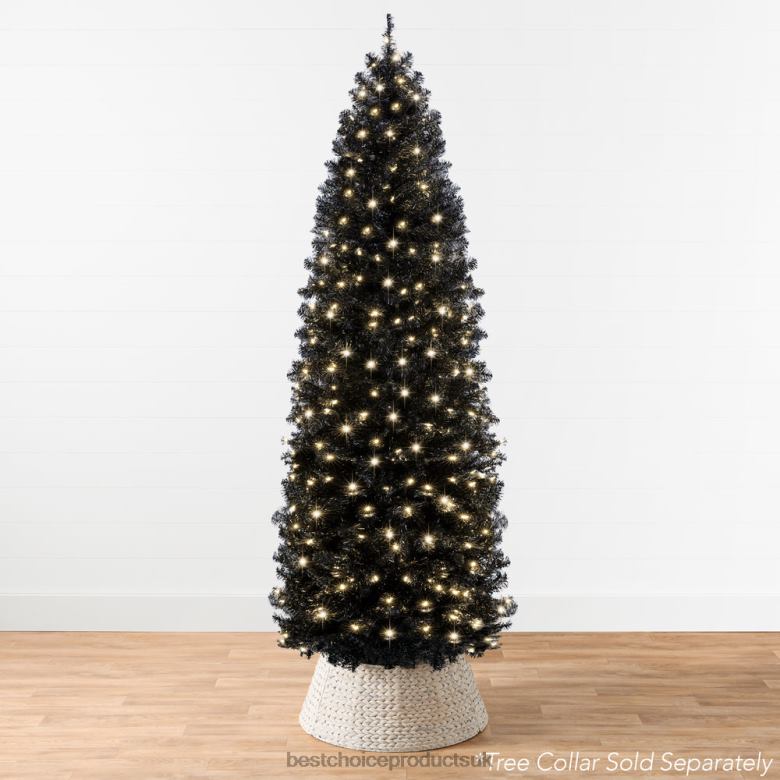 Seasonal Best Choice ProductsPre-Lit Black Artificial Pencil Holiday Tree N62R163 Beauty