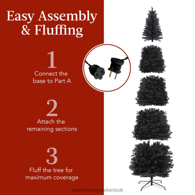 Seasonal Best Choice ProductsPre-Lit Black Artificial Pencil Holiday Tree N62R163 Beauty