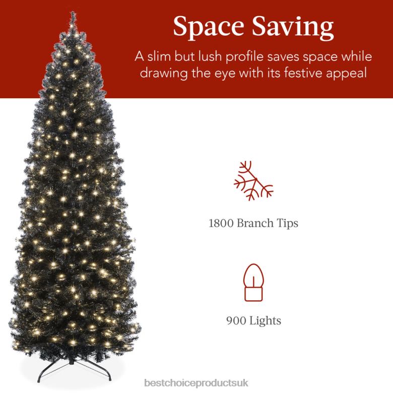 Seasonal Best Choice ProductsPre-Lit Black Artificial Pencil Holiday Tree N62R163 Beauty