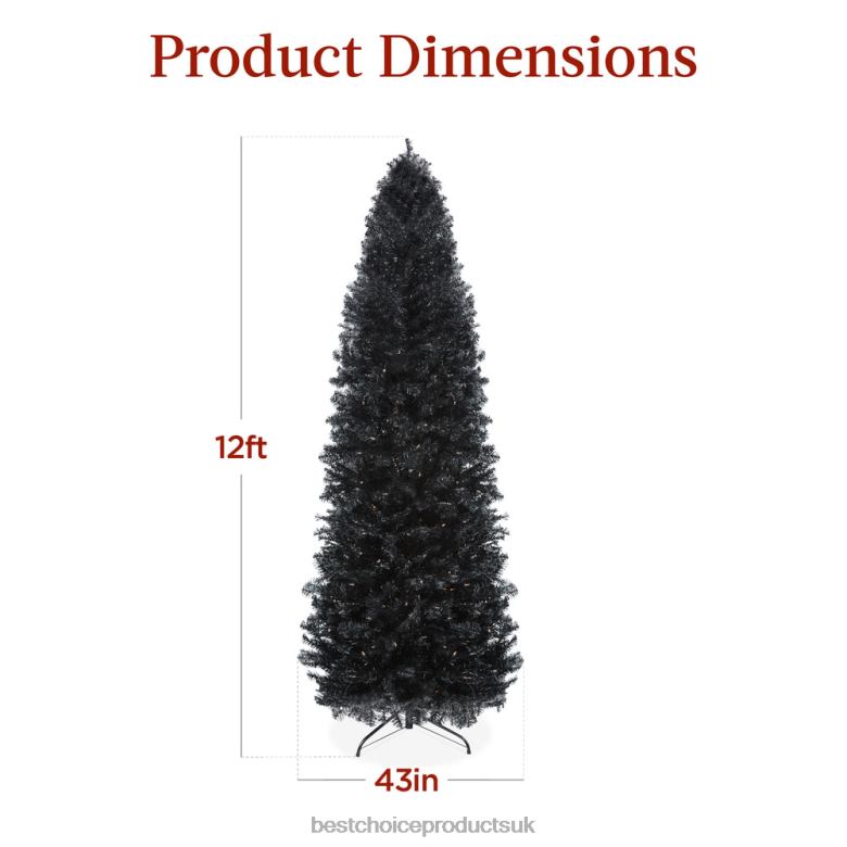 Seasonal Best Choice ProductsPre-Lit Black Artificial Pencil Holiday Tree N62R163 Beauty