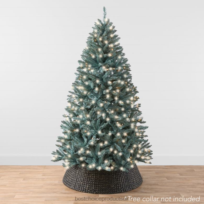 Seasonal Best Choice ProductsPre-Lit Blue Spruce Christmas Tree w/ Foldable Base, Incandescent Lights N62R51 Beauty
