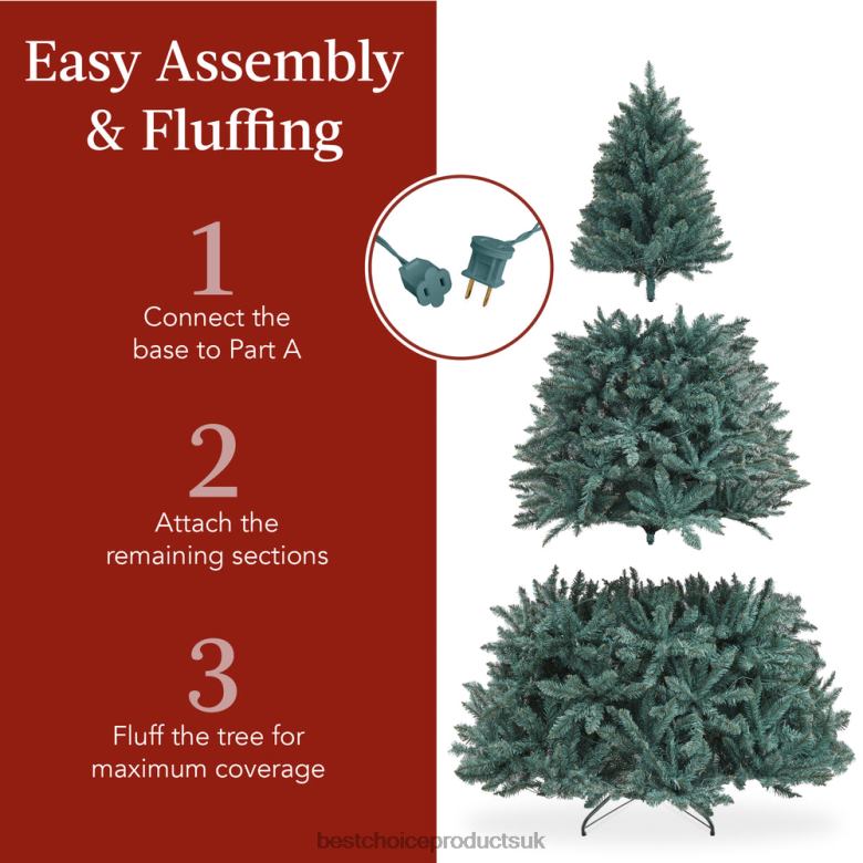 Seasonal Best Choice ProductsPre-Lit Blue Spruce Christmas Tree w/ Foldable Base, Incandescent Lights N62R51 Beauty