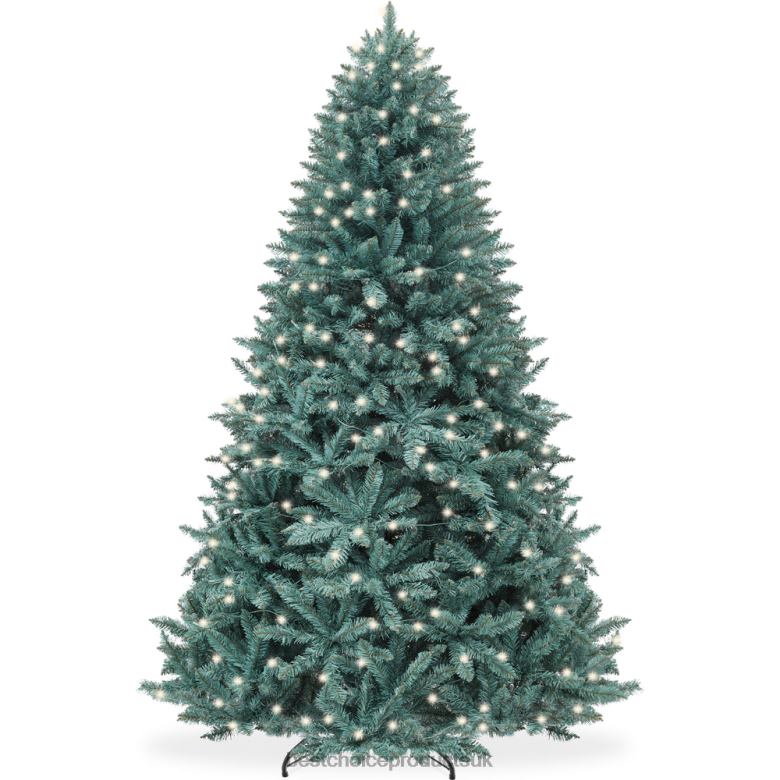 Seasonal Best Choice ProductsPre-Lit Blue Spruce Christmas Tree w/ Foldable Base, Incandescent Lights N62R52 Beauty