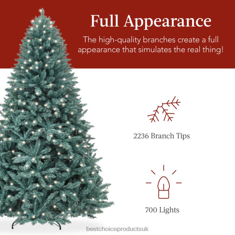 Seasonal Best Choice ProductsPre-Lit Blue Spruce Christmas Tree w/ Foldable Base, Incandescent Lights N62R53 Beauty