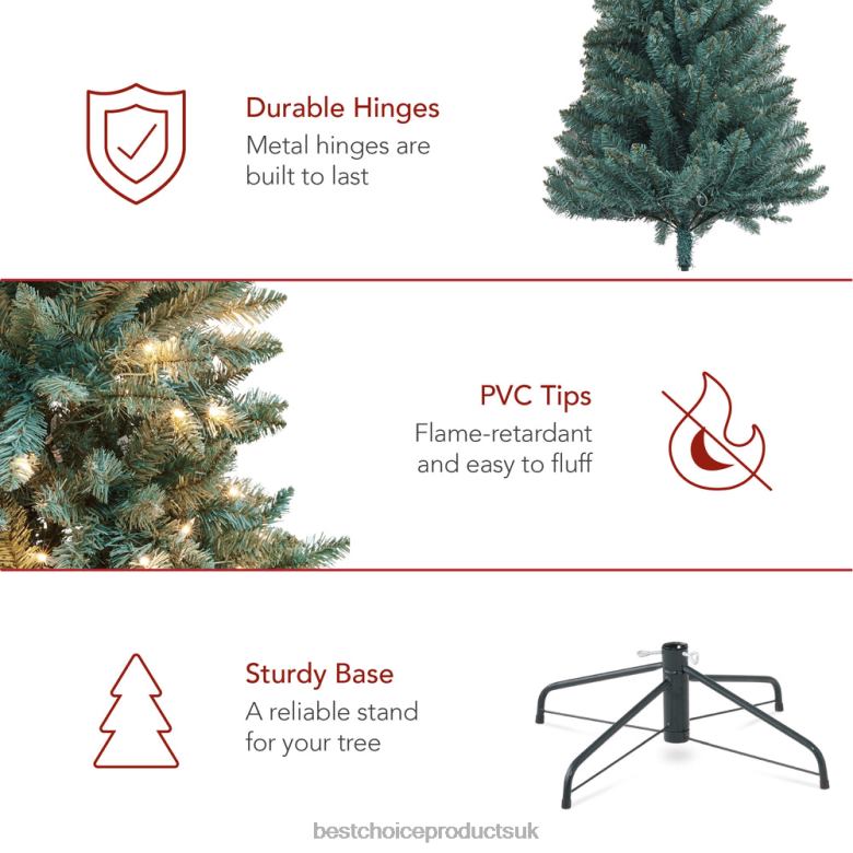 Seasonal Best Choice ProductsPre-Lit Blue Spruce Christmas Tree w/ Foldable Base, Incandescent Lights N62R53 Beauty