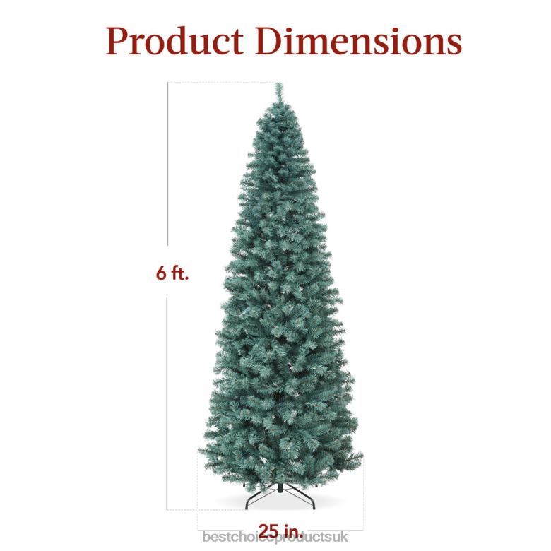Seasonal Best Choice ProductsPre-Lit Blue Spruce Pencil Christmas Tree w/ Metal Base, Incandescent Lights N62R201 Beauty
