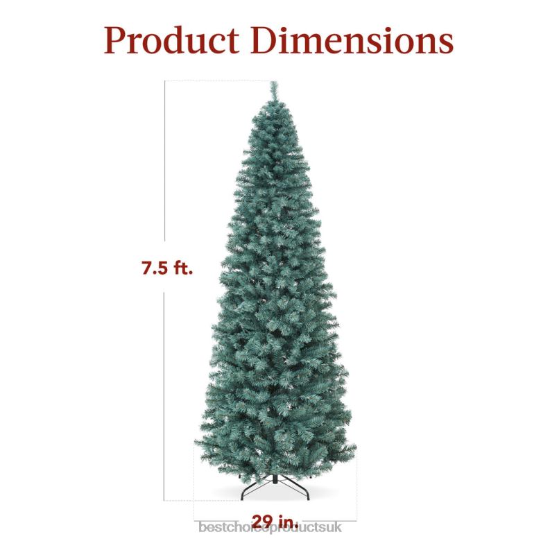 Seasonal Best Choice ProductsPre-Lit Blue Spruce Pencil Christmas Tree w/ Metal Base, Incandescent Lights N62R202 Beauty